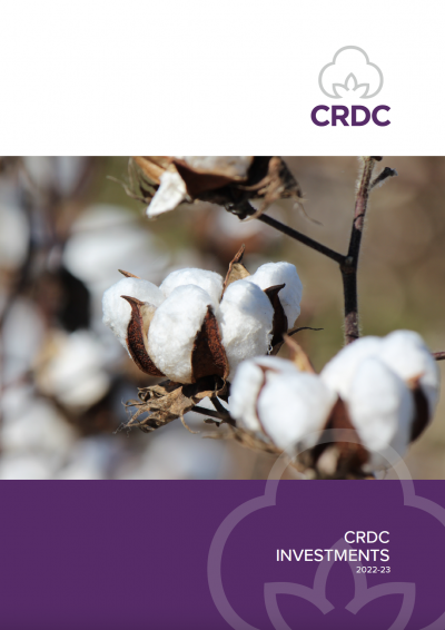 Cover of CRDC Investments List. Open cotton bolls in a cotton field. 