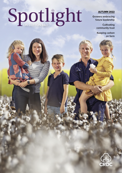 Jenna Bell is a third-generation farmer based at Whitton in the Riverina. She is pictured here with her husband Andrew and their children.