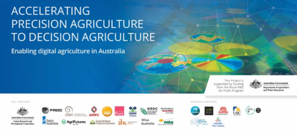 Accelerating Precision Agriculture to Decision Agriculture, and logos of partner organisations.