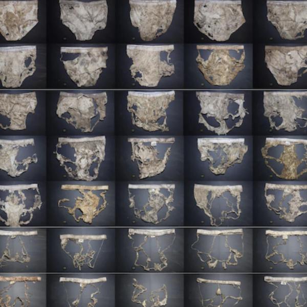 Varying levels of degraded cotton underwear