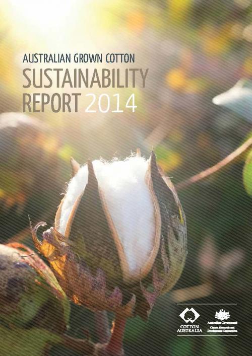 Cover of Australian Grown Cotton Sustainability Report. An open cotton boll in sunlight. 