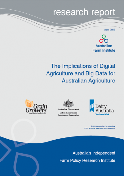Cover of the implications of digital agriculture and big data for Australian agriculture
